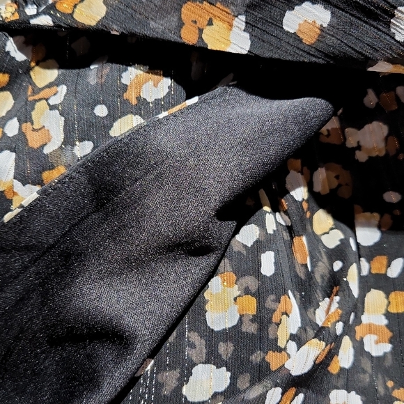 Row A -  Smocked Long Sleeve Chiffon Minidress, Medium - Black - Picture 3 of 4